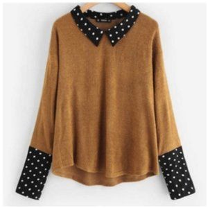 Collared Layered Sweater Polka Dots